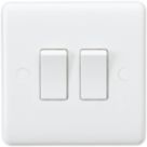 Knightsbridge Curved Edge 10AX 2-Gang 2-Way Light Switch  White