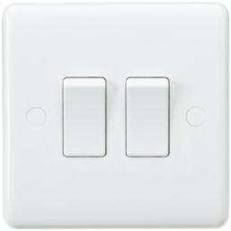 Knightsbridge Curved Edge 10AX 2-Gang 2-Way Light Switch  White