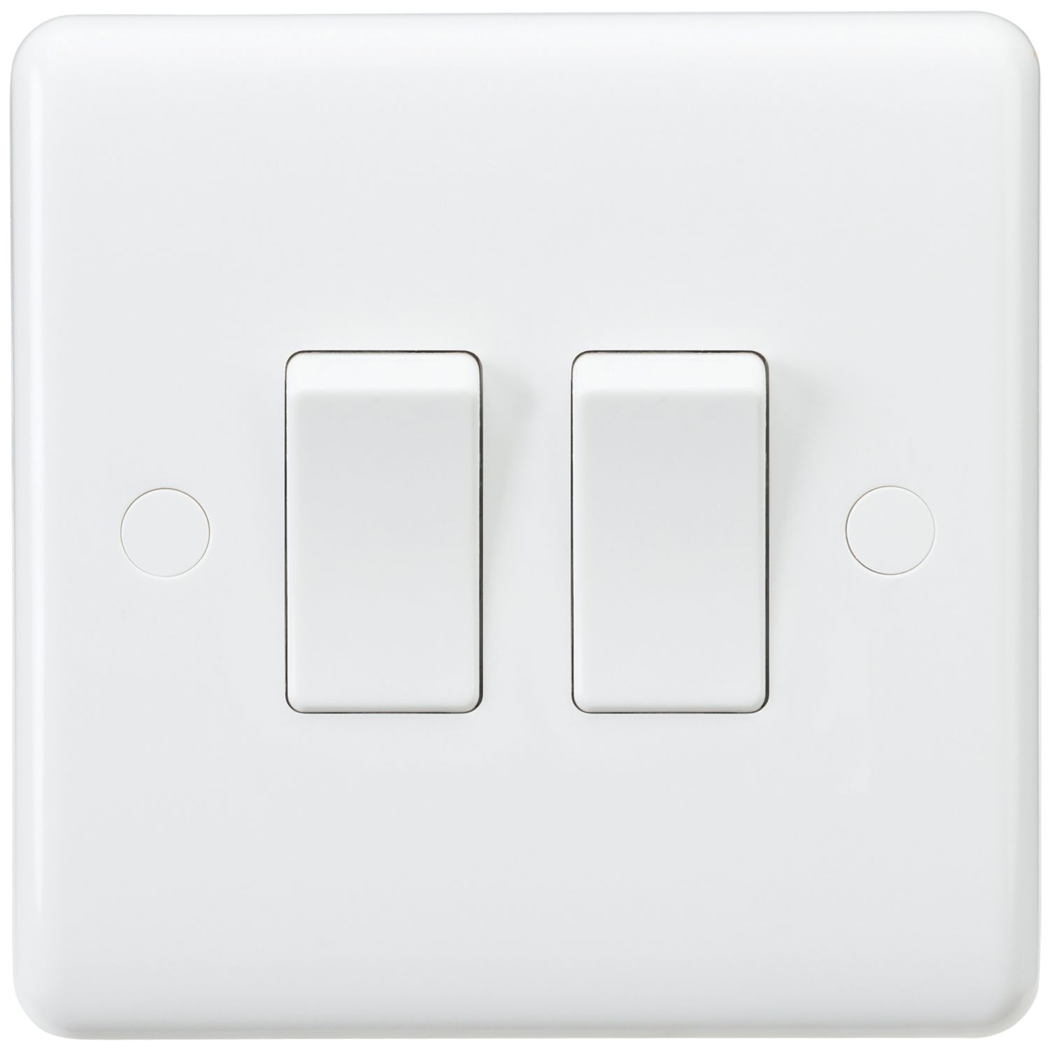 Knightsbridge Curved Edge 10AX 2-Gang 2-Way Light Switch White (364YC)