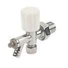 White Angled Manual Radiator Valve With Drain-Off 10mm x 1/2"