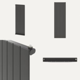 Flomasta  1800mm x 578mm 4019BTU Matt Charcoal Vertical Designer Radiator