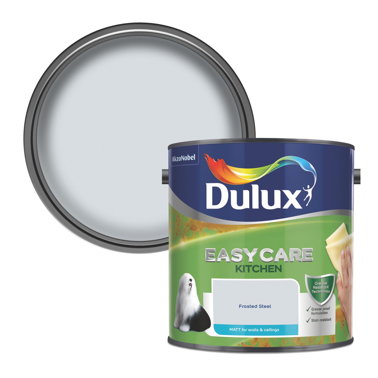 Dulux Easycare 2.5Ltr Frosted Steel Matt Emulsion Kitchen Paint (36585)