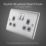 British General Nexus Metal 13A 2-Gang DP Switched Plug Socket Brushed Steel  with Graphite Inserts