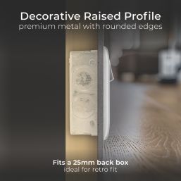 British General Nexus Metal 13A 2-Gang DP Switched Plug Socket Brushed Steel  with Graphite Inserts