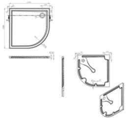 Milan Quadrant Bathroom Shower Tray & Waste White Gloss 1000mm x 100mm x 40mm