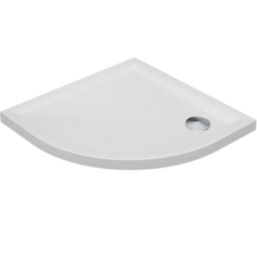 Milan Quadrant Bathroom Shower Tray & Waste White Gloss 1000mm x 100mm x 40mm