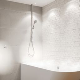 Aqualisa Smart Link Gravity-Pumped Ceiling-Fed Chrome Thermostatic Dual Outlet Exposed Smart Shower with Bath Filler with Adjustable Head