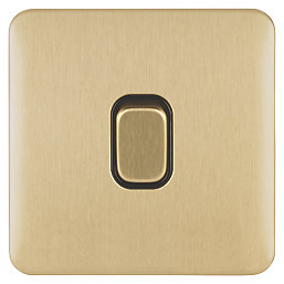 Schneider Electric Lisse Deco 10AX 1-Gang 2-Way Light Switch  Satin Brass with Black Inserts