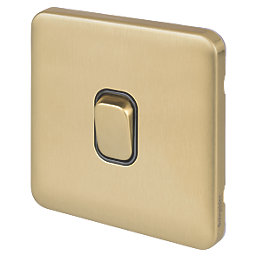 Schneider Electric Lisse Deco 10AX 1-Gang 2-Way Light Switch  Satin Brass with Black Inserts