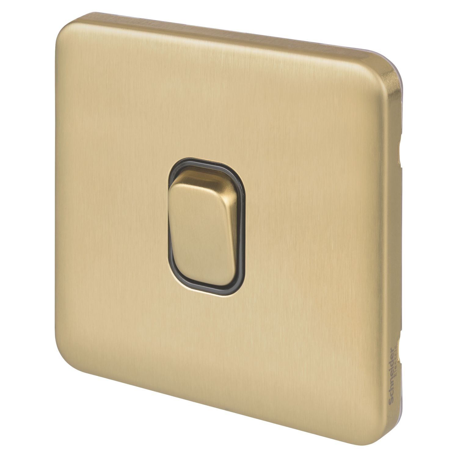 Schneider Electric Lisse Deco 10AX 1-Gang 2-Way Light Switch Satin Brass with Black Inserts (365FF)