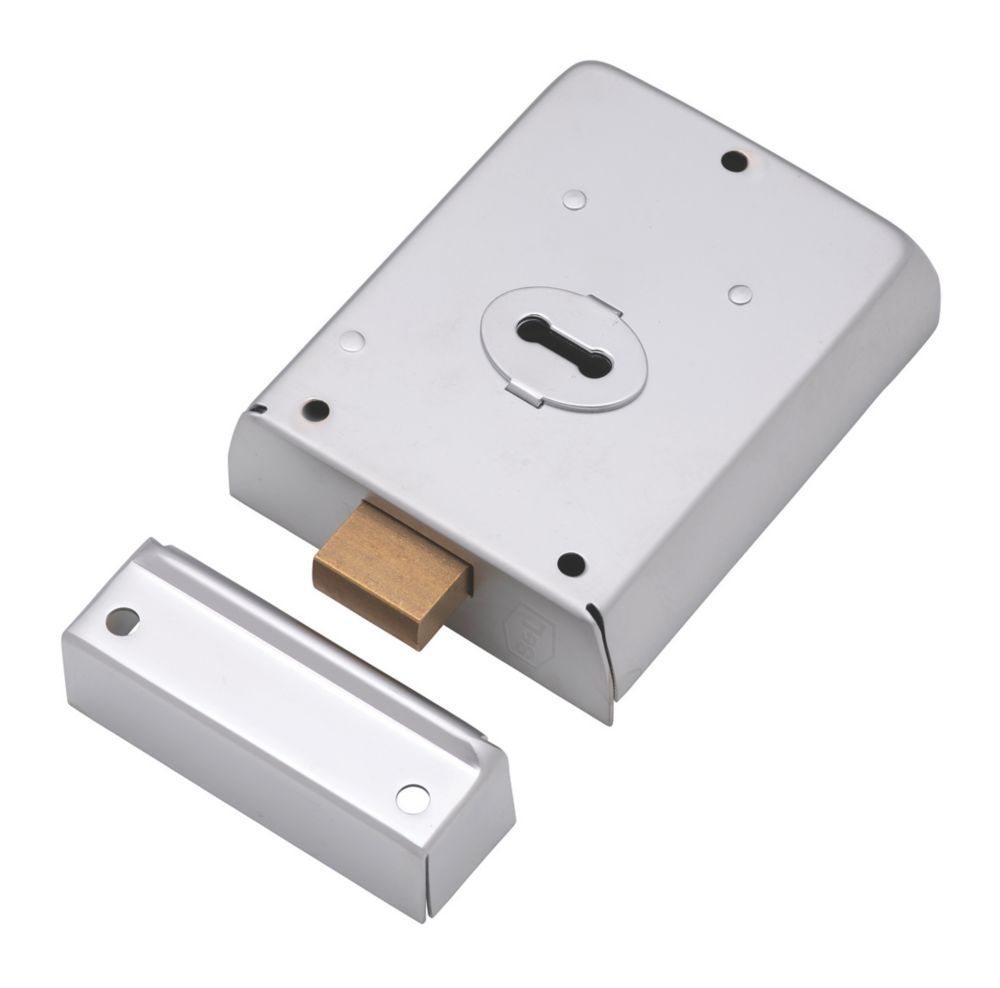 Smith & Locke Rim Deadlock Satin Nickel 105mm x 81mm Screwfix