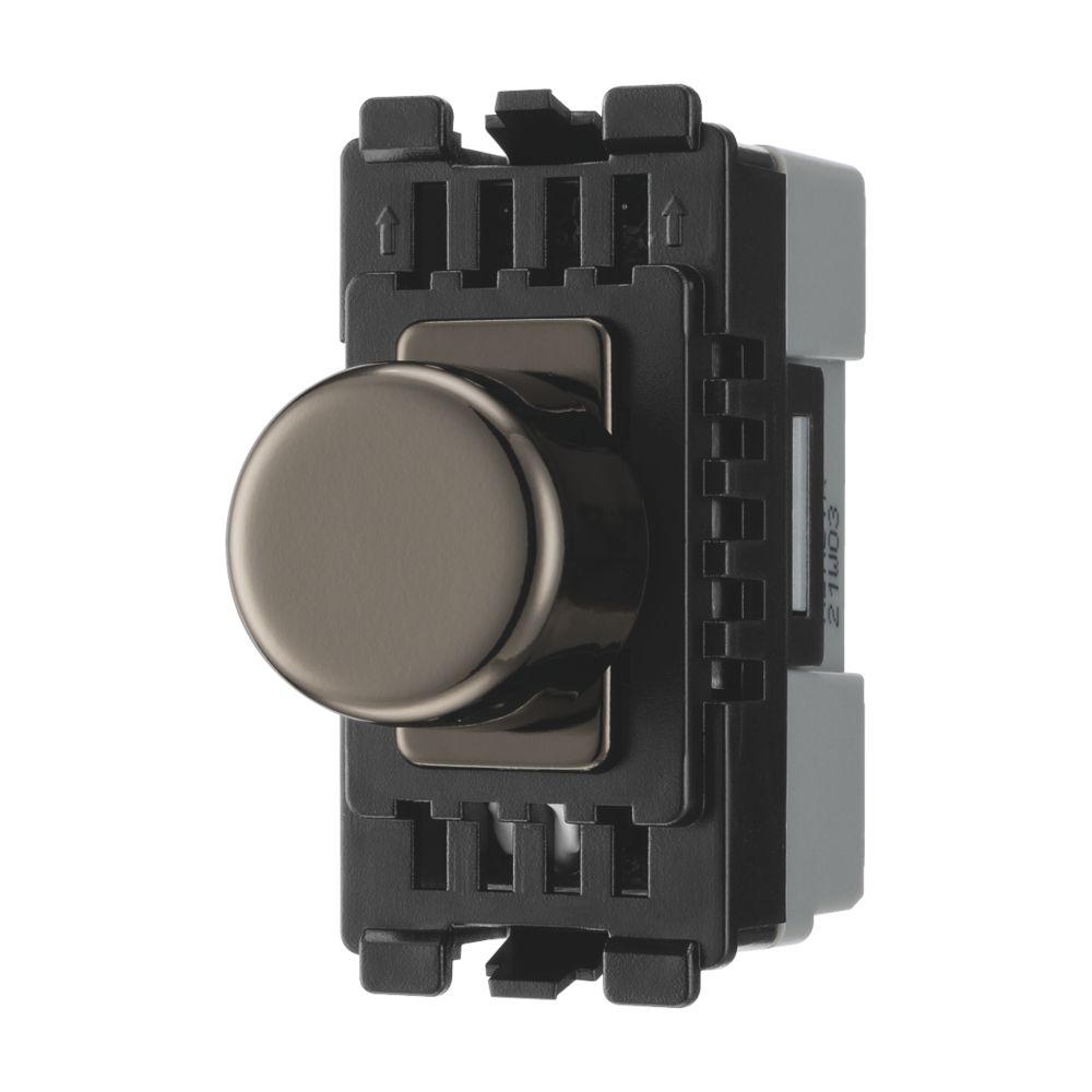 British General Nexus Metal Grid 2-Way LED Grid Dimmer Switch Black Nickel with Colour-Matched Inserts