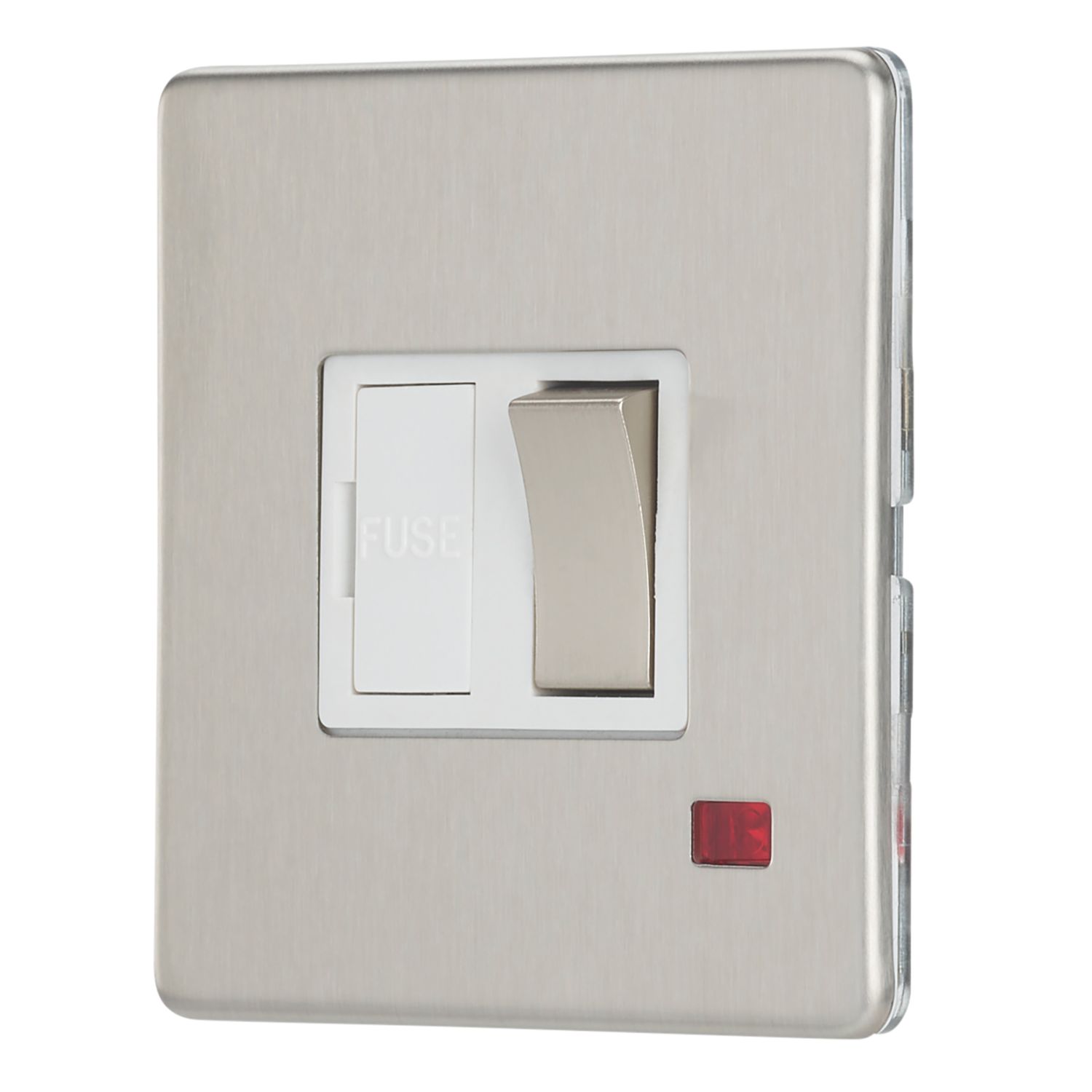 Contactum Lyric 13A Switched Fused Spur with Neon Brushed Steel with White Inserts (365RK)