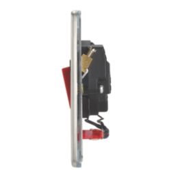 Contactum Lyric 32A 1-Gang DP Control Switch Brushed Steel with Neon with Black Inserts