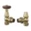ETAL Harrow 15mm x 1/2" Brushed Brass Angled Traditional Thermostatic Radiator Valve & Lockshield