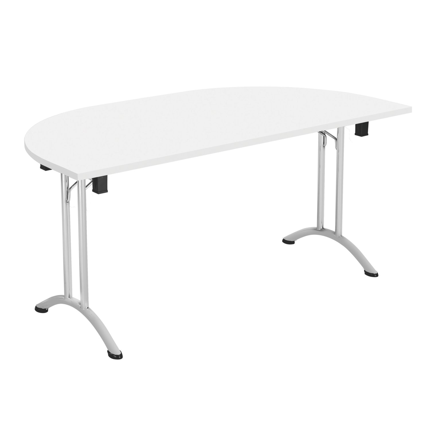 TC Group One Union Semi-Circular Folding Table White/Silver 1600mm x 800mm (365TT)