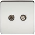 Knightsbridge  2-Gang Isolated Coaxial TV & F-Type Satellite Socket Polished Chrome