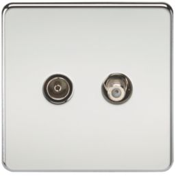 Knightsbridge  2-Gang Isolated Coaxial TV & F-Type Satellite Socket Polished Chrome