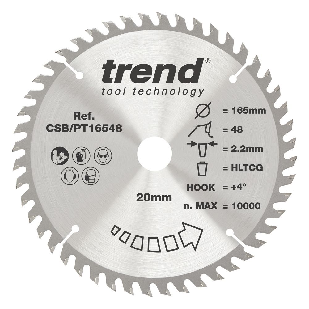 Trend CraftPro CSB/PT16548 Wood Plunge Saw Blade 165mm x 20mm 48T