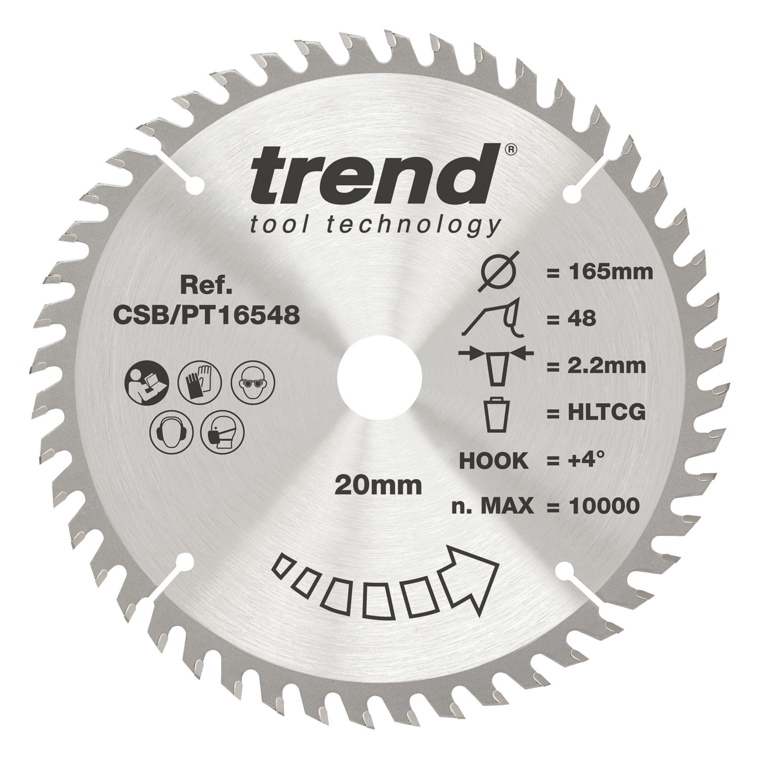 Trend CSB/PT16548 Wood Plunge Saw Blade 165mm x 20mm 48T (365XG)