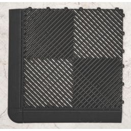 Swisstrax Ribtrax Pro Interlocking Floor Tiles Jet Black 19mm 25 Pack