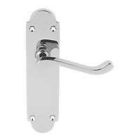 Smith & Locke Lulworth Fire Rated Latch Lever on Backplate Door Handles Pair Polished Chrome