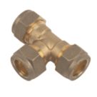 Flomasta  Brass Compression Equal Tees 15mm 10 Pack