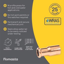 Flomasta  Copper Press-Fit M-Profile Reducer F 15mm x M 22mm 2 Pack