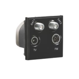 Knightsbridge  Quadruplex Modular Multimedia Socket Black