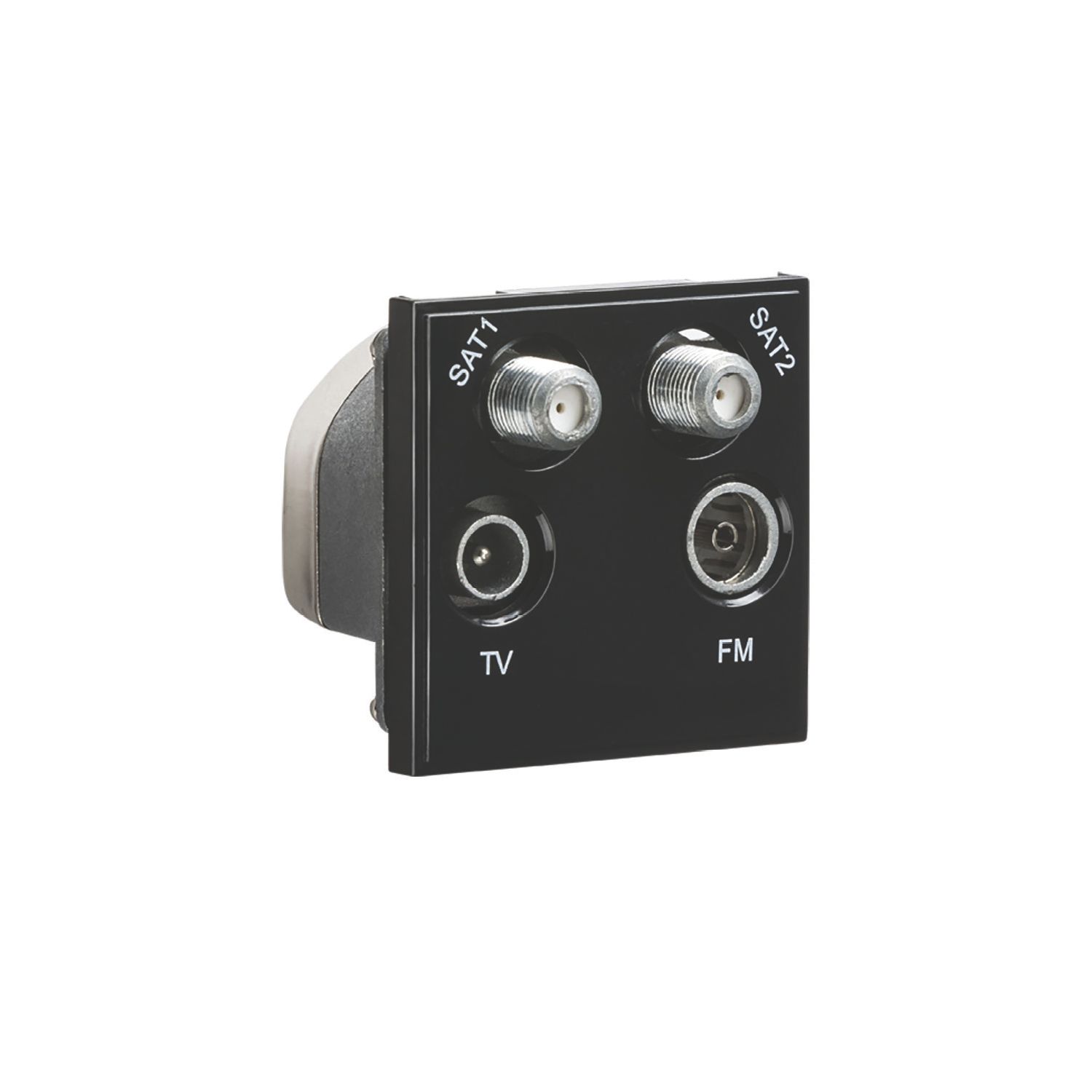Knightsbridge Quadruplex Modular Multimedia Socket Black (366CR)