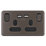 Schneider Electric Lisse Deco 13A 2-Gang SP Switched Socket + 2.1A 2-Outlet Type A USB Charger Mocha Bronze with Black Inserts