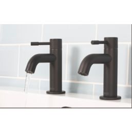 Bristan Mila Black 140mm Deck Mounted Lever 2 Tap Holes Bath Pillar Tap