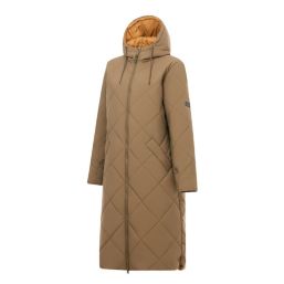 Regatta Elryse Womens Hooded Long Quilted Coat Bark Green(Wood Brown) - 0UK Size 14