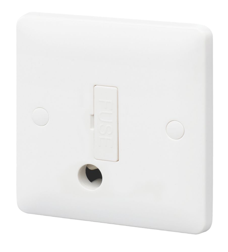 MK Base 13A Unswitched Fused Spur & Flex Outlet  White with White Inserts