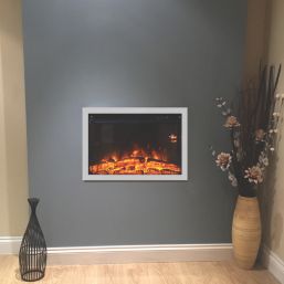 Focal Point Medford Chrome Remote Control Inset Electric Wall Fire 610mm x 205mm x 460mm
