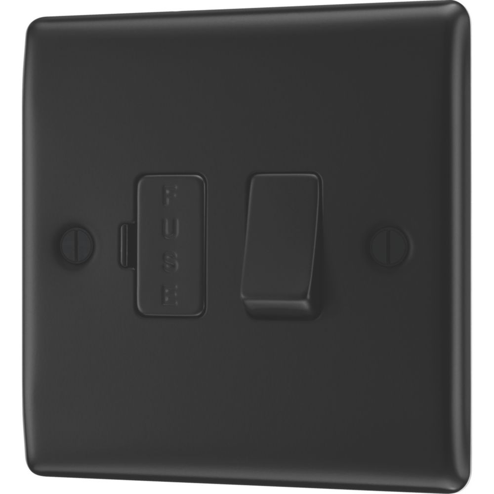 British General Nexus Metal 13A Switched Fused Spur  Matt Black with Colour-Matched Inserts