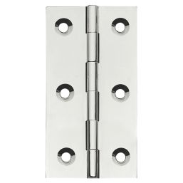 Polished Chrome  Solid Drawn Butt Hinges 76mm x 41mm 2 Pack