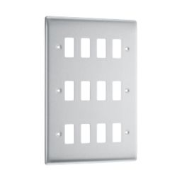 British General Nexus Metal Grid 12-Module Grid Faceplate Brushed Steel