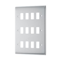 British General Nexus Metal Grid 12-Module Grid Faceplate Brushed Steel