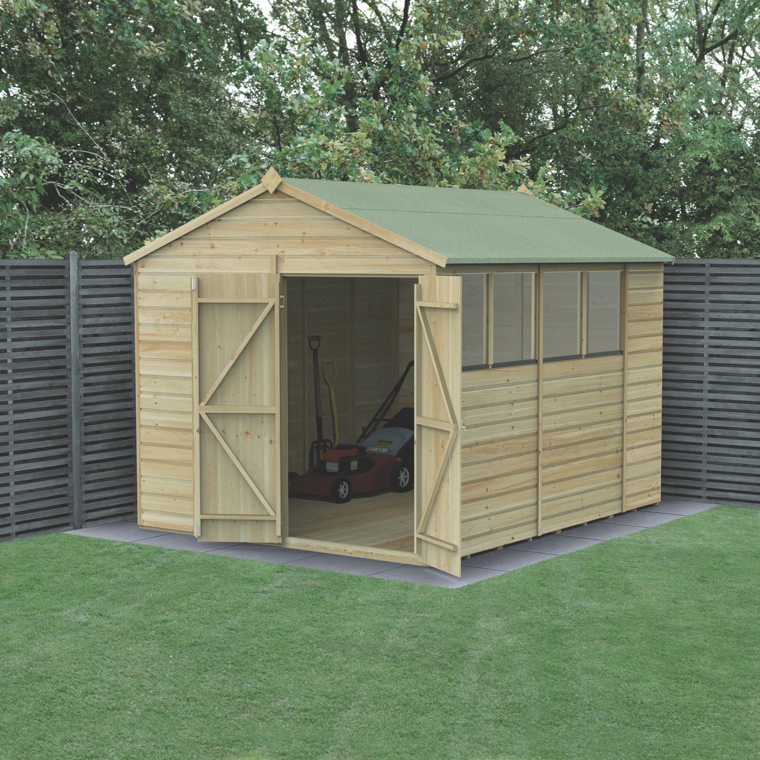Forest Beckwood 8' x 9' 6" (Nominal) Apex Shiplap Timber Shed with Base (366RF)