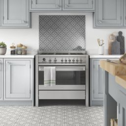 Laura Ashley Mr Jones Charcoal Self-Adhesive Glass Kitchen Splashback 600mm x 750mm x 6mm