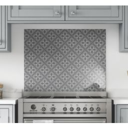 Laura Ashley Mr Jones Charcoal Self-Adhesive Glass Kitchen Splashback 600mm x 750mm x 6mm