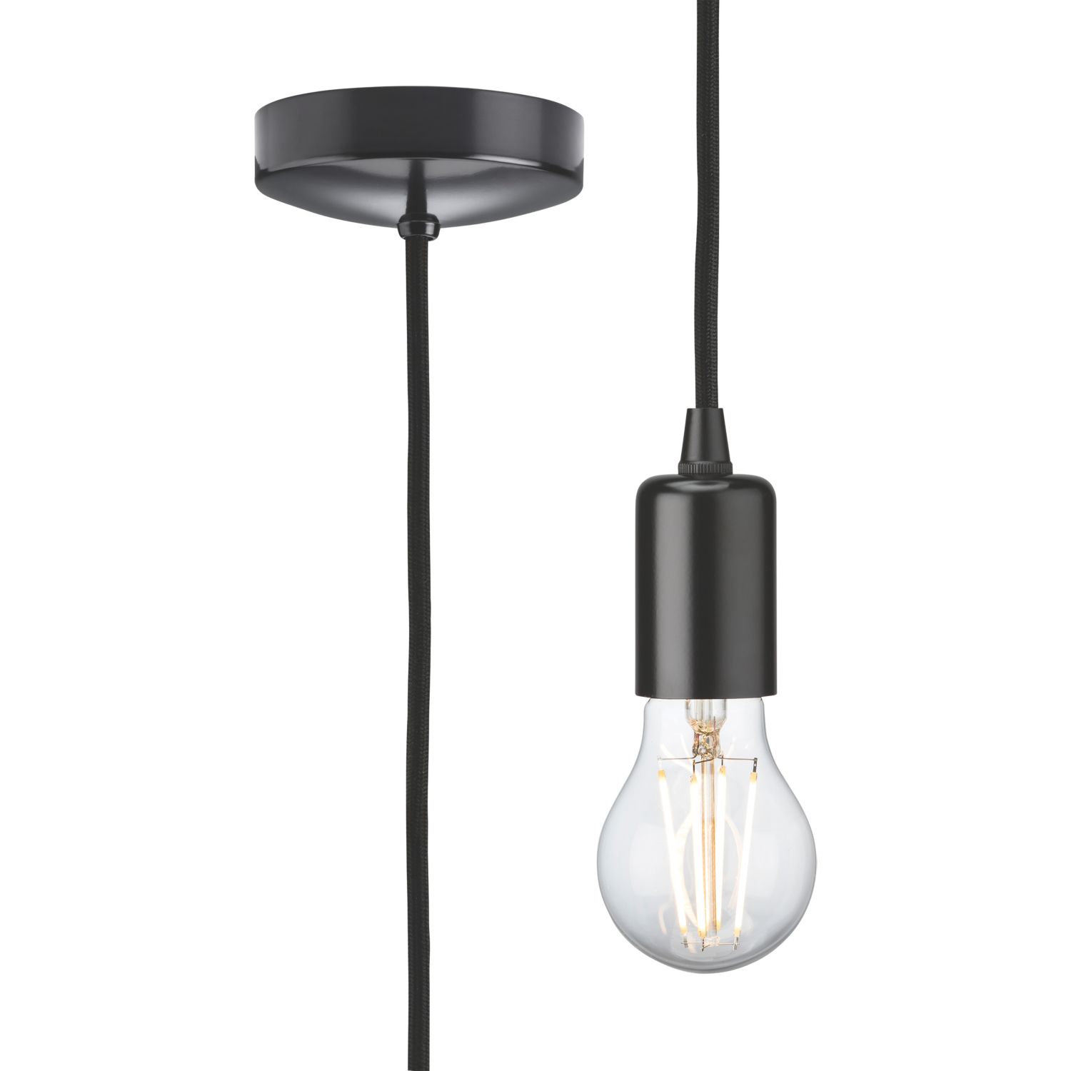 Knightsbridge Contemporary Long Pendant Matt Black (366TY)