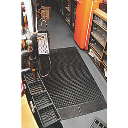 COBA Europe Tough Deck Non-Slip Interlocking Decking (Male Ramped Edges)  Black 0.48m x 0.18m 4 Pack