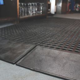 COBA Tough Deck Non-Slip Interlocking Decking (Male Ramped Edges)  Black 0.48m x 0.18m 4 Pack