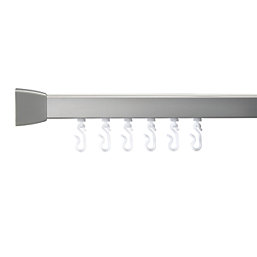 Croydex Rectangular Angled Shower Curtain Rail Aluminium Silver 1675mm