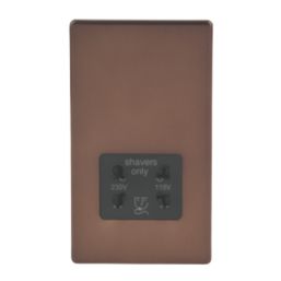 Varilight  2-Gang Dual Voltage Shaver Socket 115 / 230V Mocha with Black Inserts