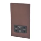 Varilight  2-Gang Dual Voltage Shaver Socket 115 / 230V Mocha with Black Inserts