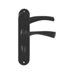 Cooke & Lewis Bude Fire Rated WC Lever on Backplate Handle Pair Matt Black