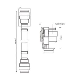 Flomasta Push-Fit EPDM Straight Flexible Hose 15mm x 15mm x 500mm